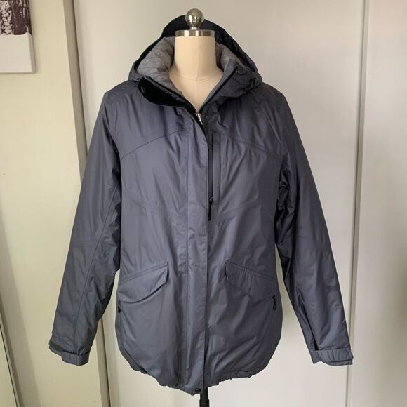 ALPINE DEDIGN heeded long jacket gray puffer sz L womens - Picture 1 of 9